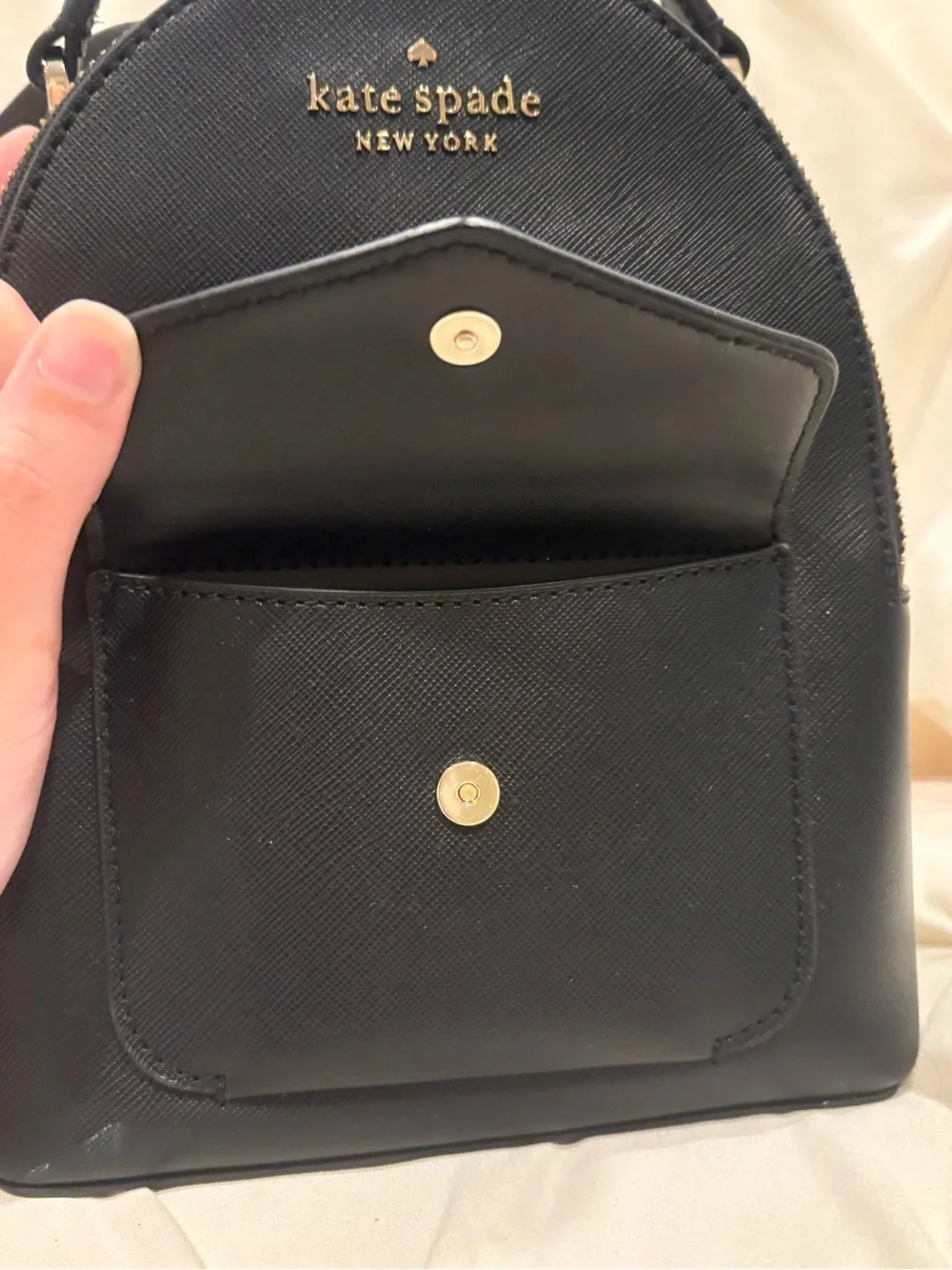 Kate Spade New York Schuyler Black PVC Saffiano Leather Mini Backpack EUC